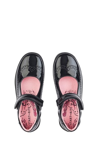 Start-Rite Spirit Black Patent Leather School Shoes Unicorn