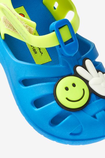 Ipanema Blue Baby Smiley Face Embellished Pump Sandals