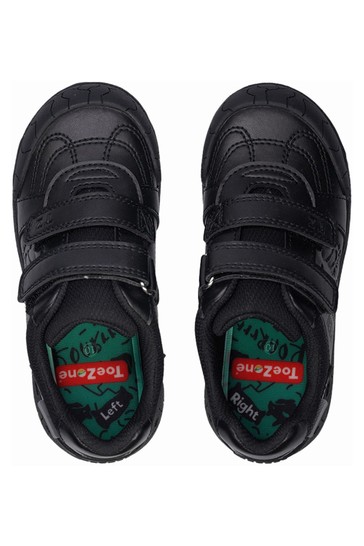 ToeZone Black PAX Vegan Dinosaur School Shoes