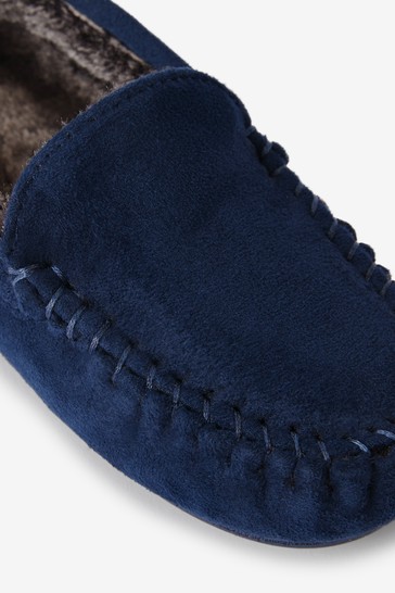 Recycled Faux Fur Lined Moccasin Slippers