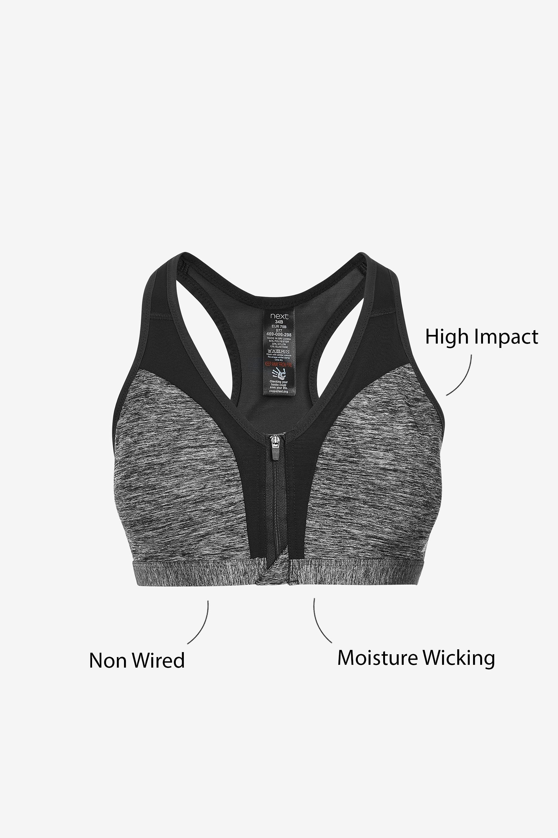 Next Active Sports High Impact Zip Front Bra