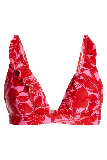 Quiz Tropical Print Frill Bikini Top