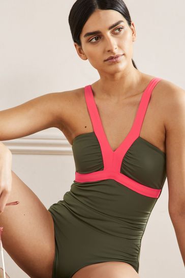 Boden Green Corsica V-neck Swimsuit