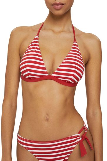 Esprit Red Recycled Striped Padded Halter Top