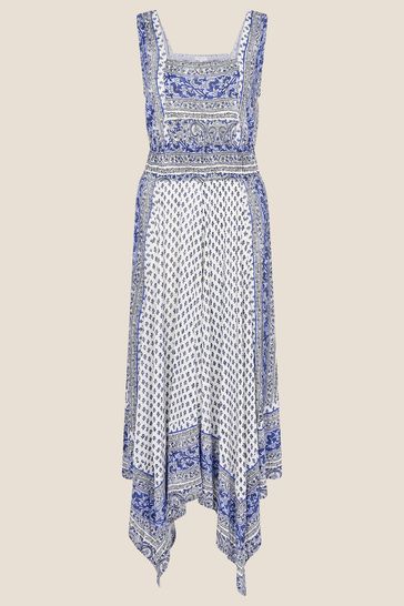 Monsoon Kemala Blue Print Dress