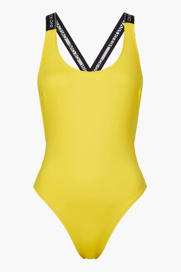 Calvin Klein Yellow Scoop Back One Piece Swimsuit