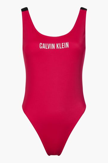 Calvin Klein Pink Intense Power Scoop Back One Piece Swimsuit