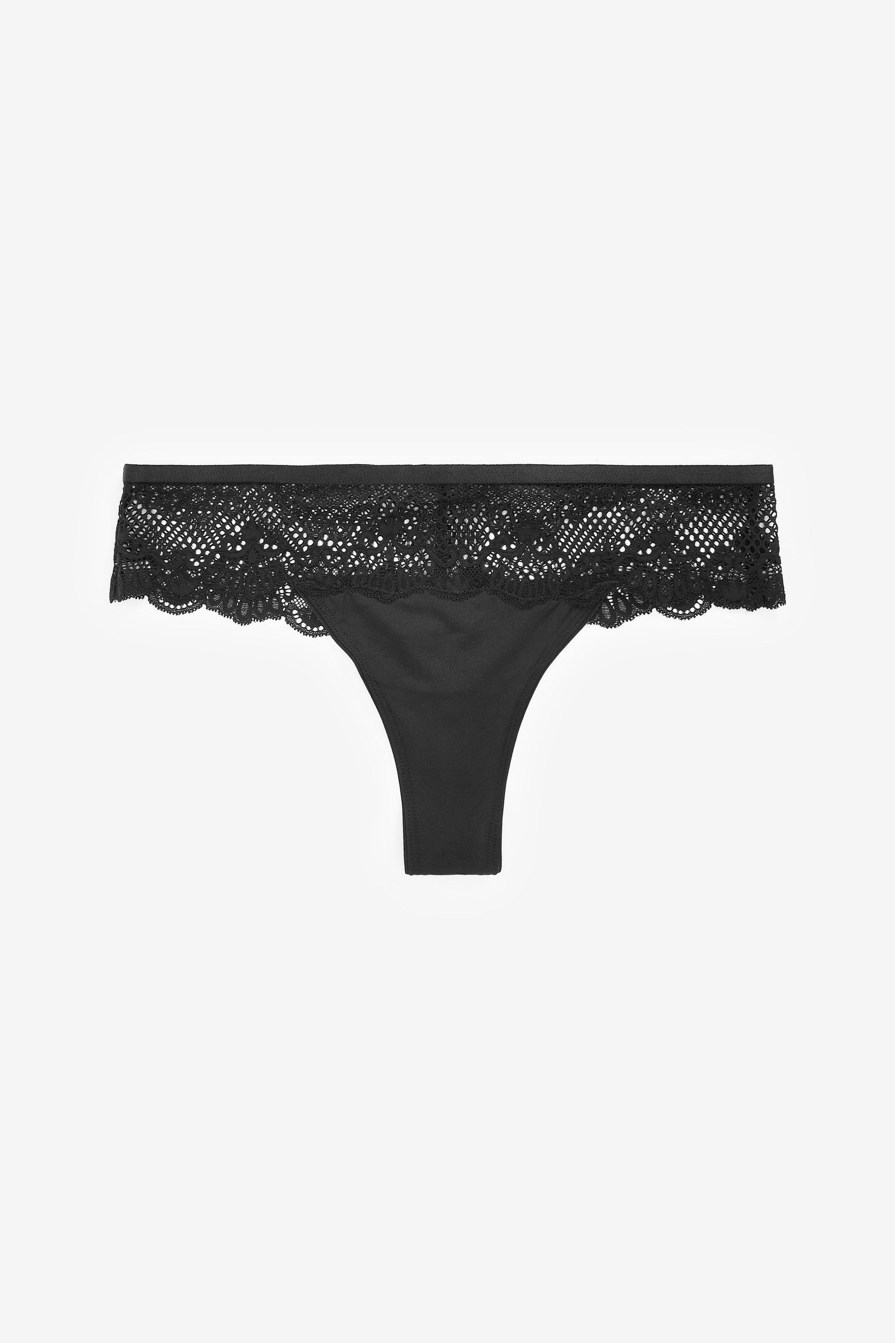 Microfibre And Lace Knickers Thong