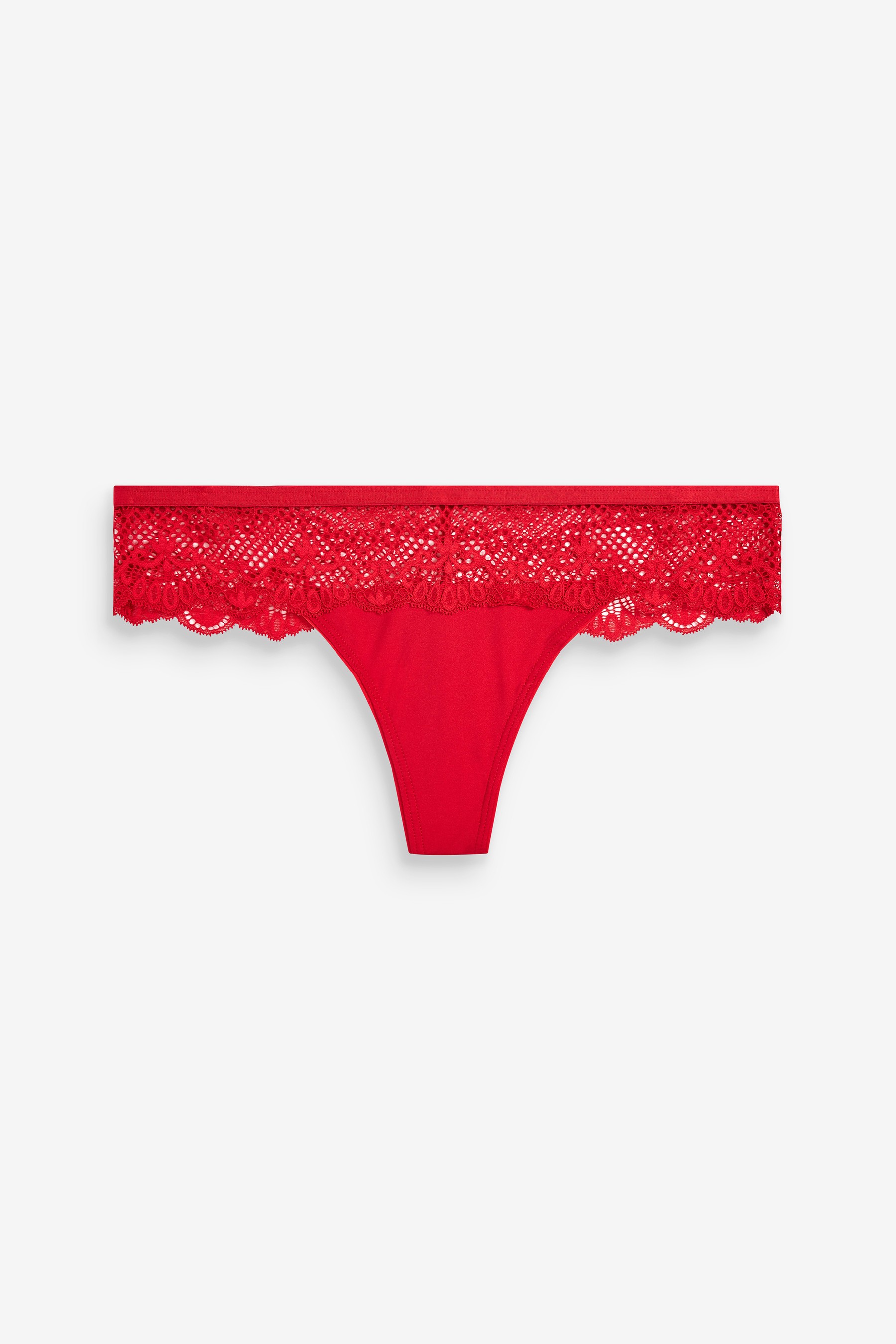 Microfibre And Lace Knickers Thong