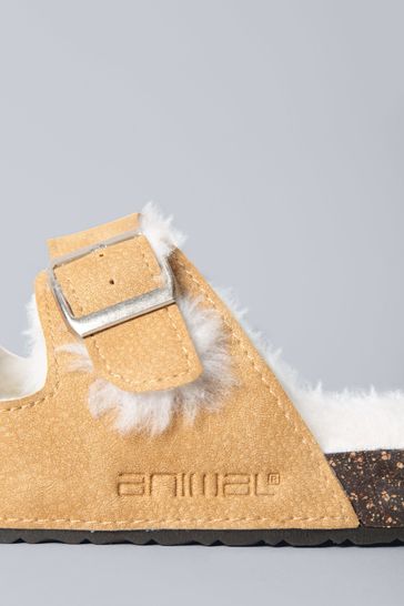 Animal Yellow Warm Lined Sliders