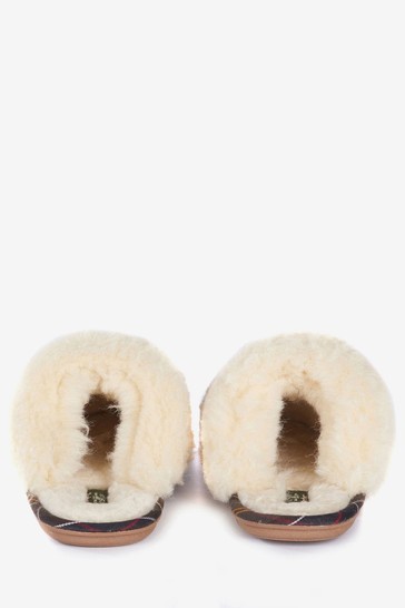 Barbour® Tan Brown Suede Faux-Fur Trim Lydia Slippers