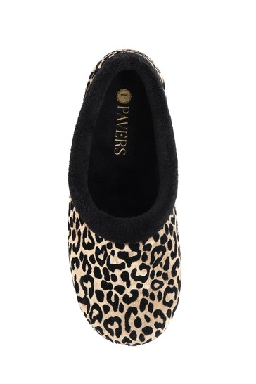 Pavers Ladies Leopard Print Full Slippers