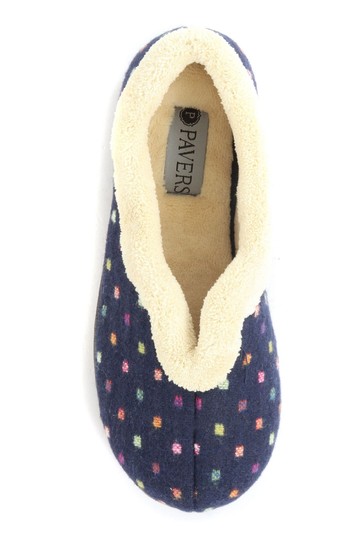 Pavers Ladies Blue Wide Fit Polka Dot Slippers