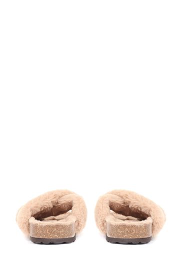 Jones Bootmaker Brown Totto Faux-Fur Slider Slippers