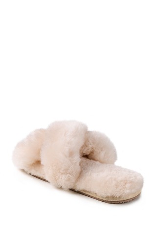 Just Sheepskin Daisy Cross Over Open Toe Slider Slipper