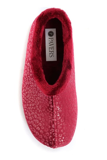 Pavers Ladies Red Leopard Print Slippers