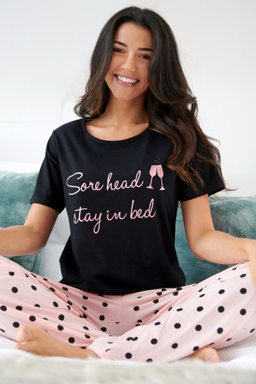 Pour Moi Sore Head Stay in Bed Cotton Jersey Pyjama Set