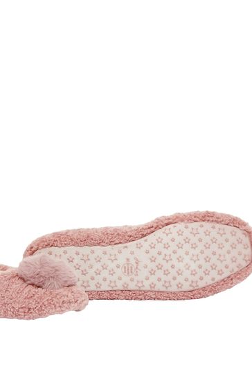 Joules Pink Pombury Ballet Slippers With Pom