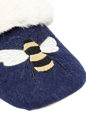 Joules Navy Slip On Bee Slippers