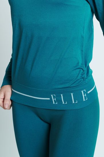 بلوزة طويلة الأكمام من ELLE Blue Headline Seamfree