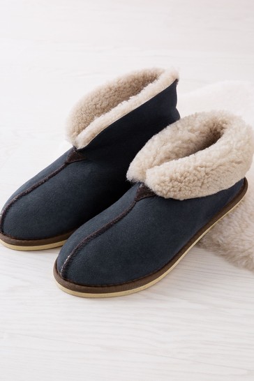 Celtic & Co. Ladies Blue Sheepskin Bootee Slippers