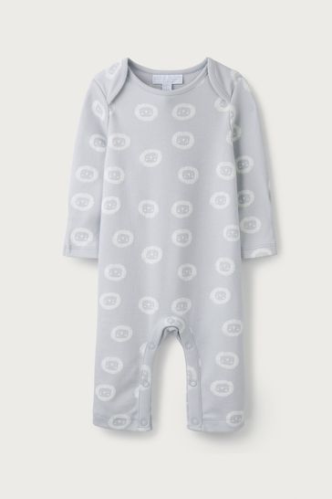 The White Company Grey Lion Face Print Sleepsuit