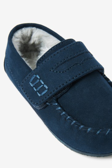 Recycled Faux Fur Lined Moccasin Slippers