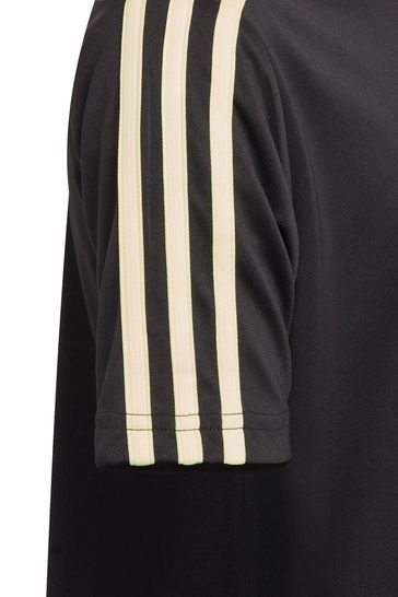 adidas Black/Green 3 Stripe T-Shirt