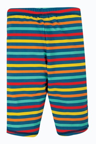 Frugi Blue UPF 50+ Rainbow Stripe Jammer Swim Shorts