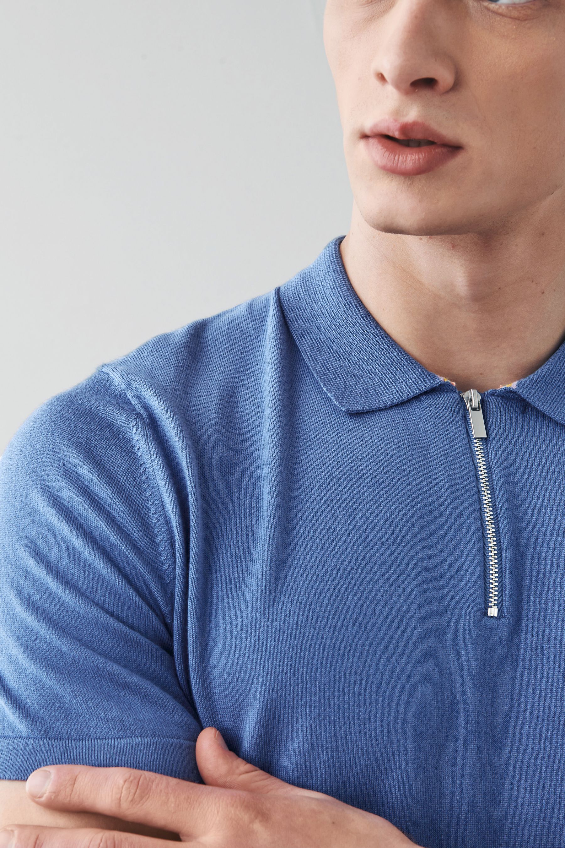 Knitted Zip Polo Shirt