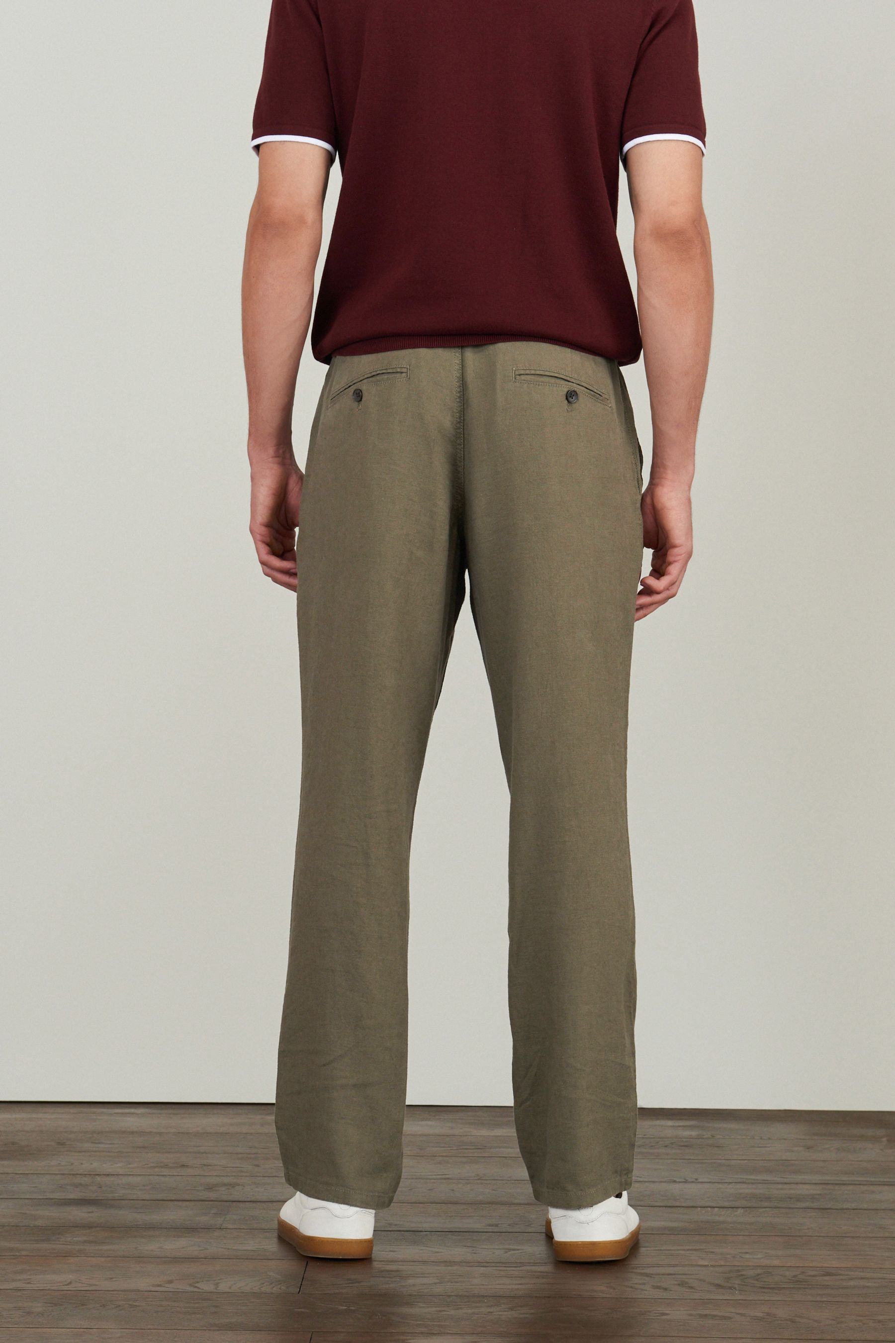 Drawstring Linen Blend Trousers