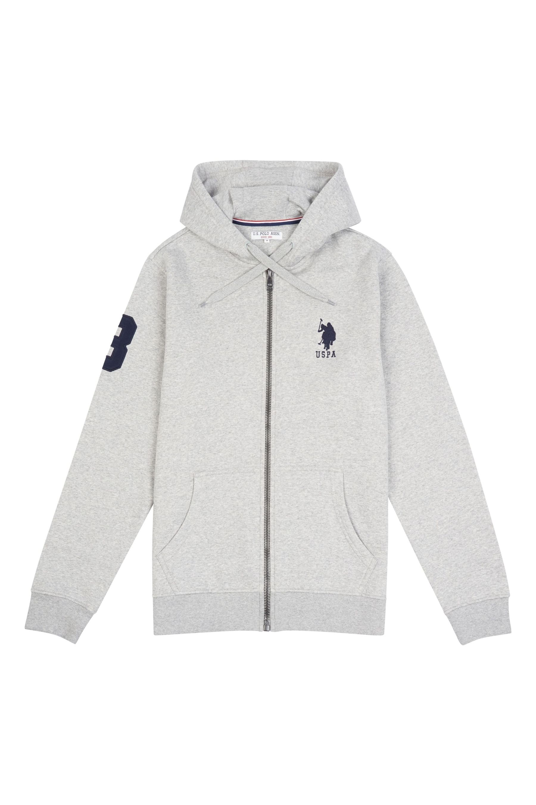 U.S. Polo Assn. Grey Player 3 Zip Through BB Hoodie