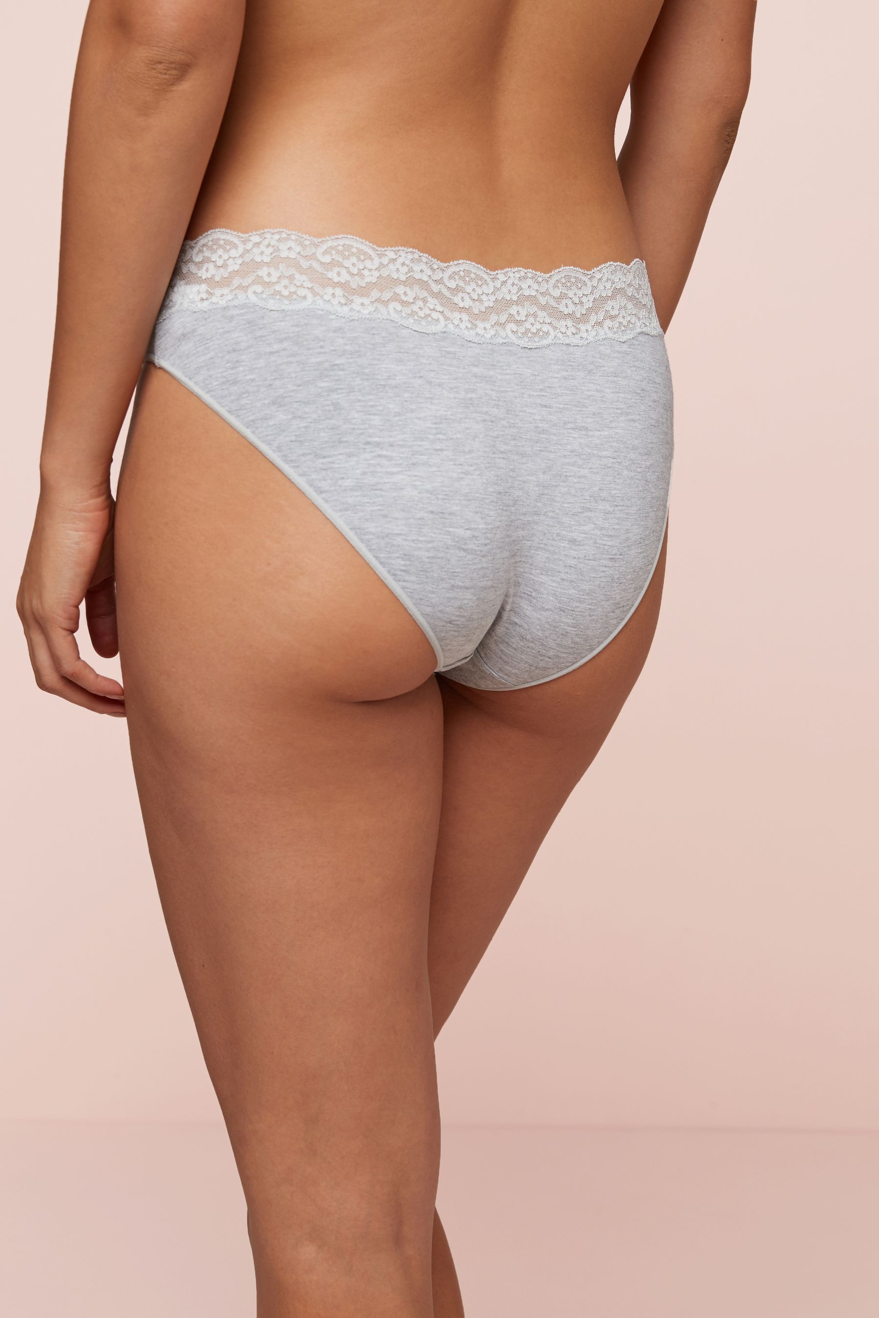 Lace Trim Cotton Blend Knickers 4 Pack High Leg