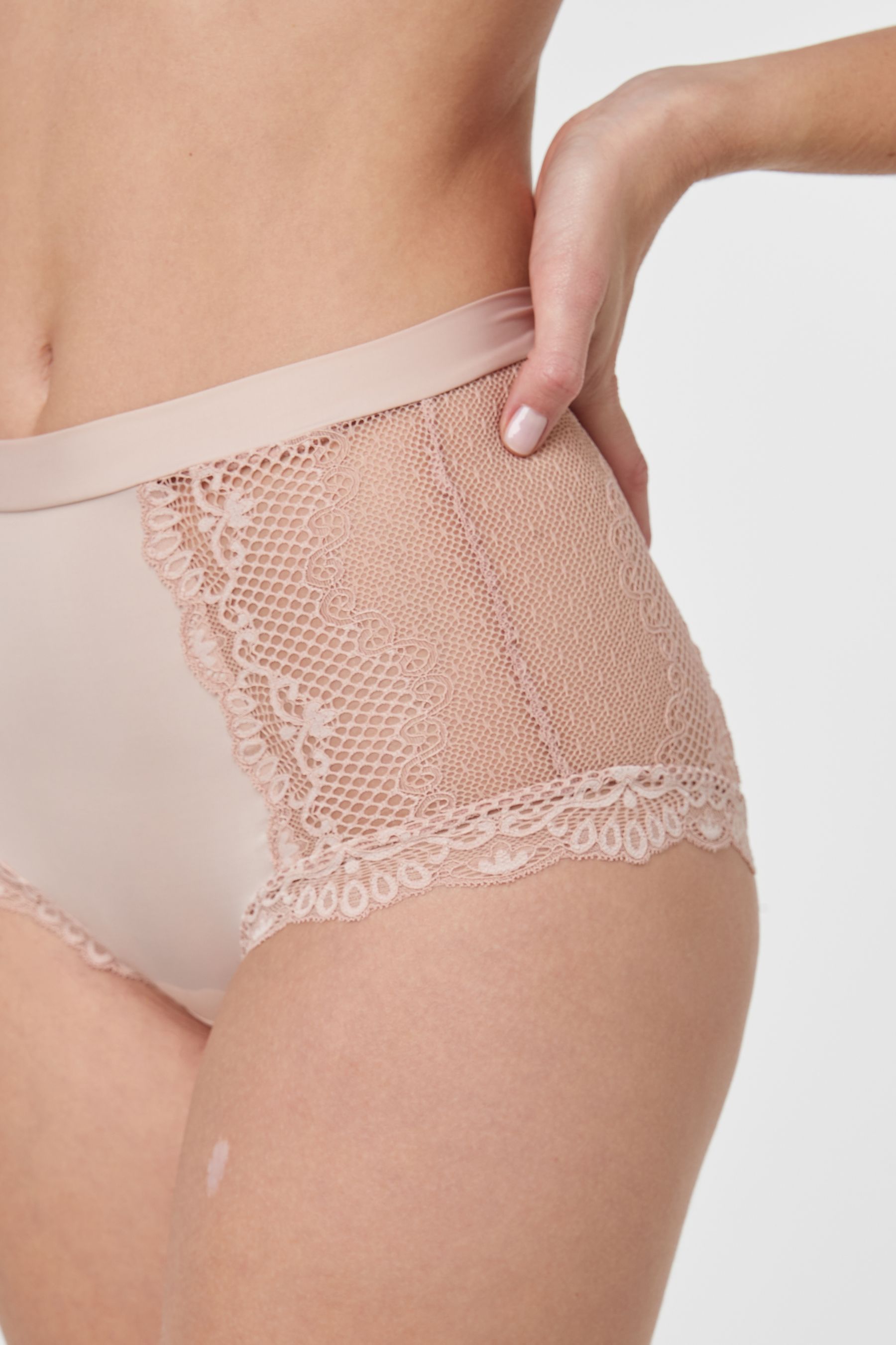 Microfibre And Lace Knickers High Rise