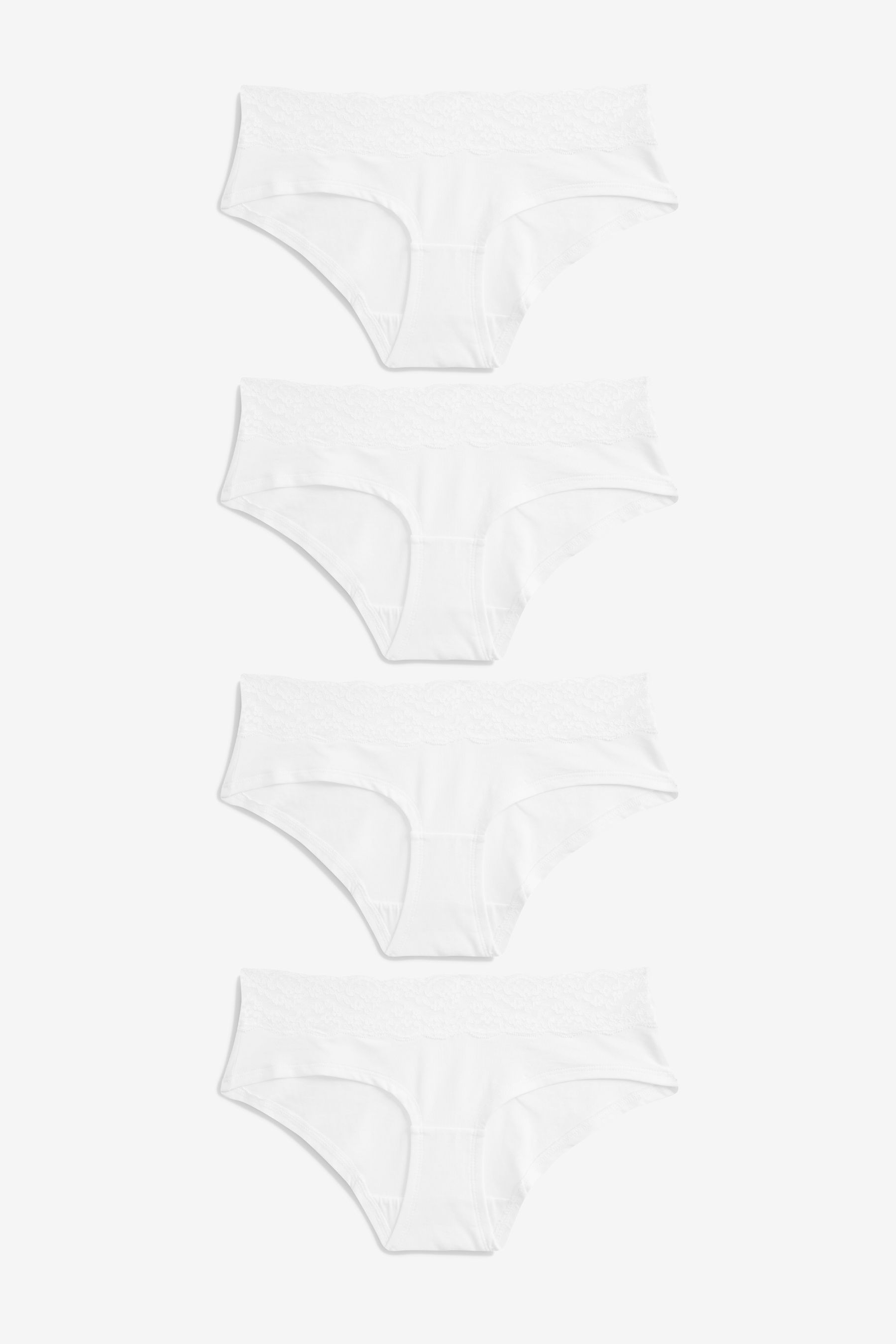 Lace Trim Cotton Blend Knickers 4 Pack Short