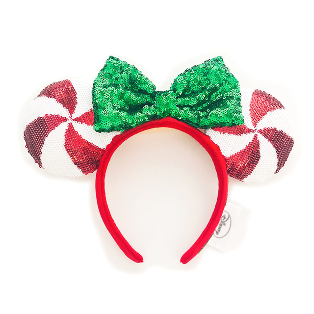 New Disney Mickey Mouse Ears Headband Space Lunar Mountain New Year Minnie Bow Pink Sequins Cartoon Anime Headdress Headband Gif