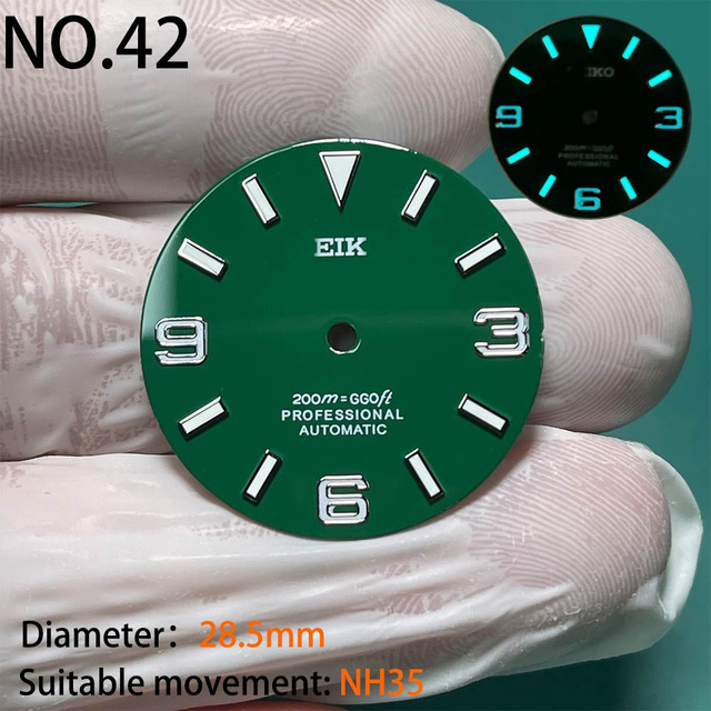 Nh35 watch double dial new C3 luminous modified craft watch skx007 SKX006 small millimeter 28.5mm abalone nh35 universal