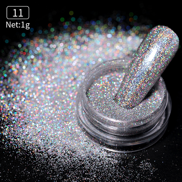 Gold Sliver Nail Reflective Crystals Powder Rainbow Glitter Shiny Pigment Iridescent Glass Micro Drill Nails Art Decoration