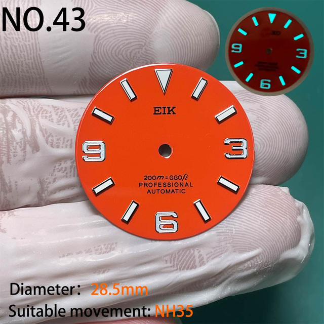 Nh35 watch double dial new C3 luminous modified craft watch skx007 SKX006 small millimeter 28.5mm abalone nh35 universal