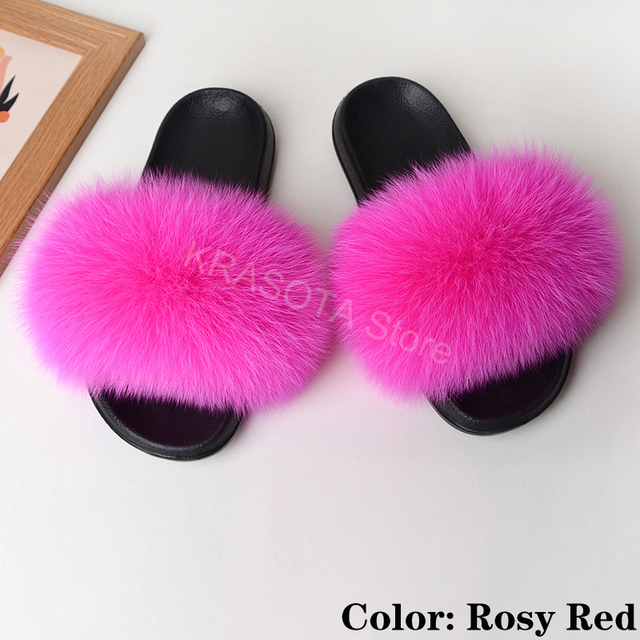 Natural Fur Slippers Women Home Fluffy Slippers House Furry Slides Luxury Summer Flip Flops with Real Fur Wholesale Dropshipping