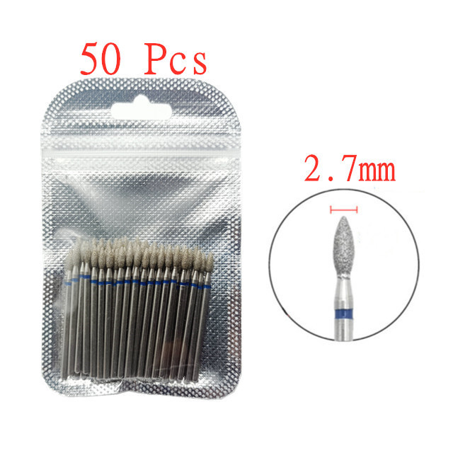 50pcs/set Nail Drill Bit Set Cutter Dental Diamond Grinding Polish Burs Dental Lab Polisher 2.35mm Shank Nail Tools