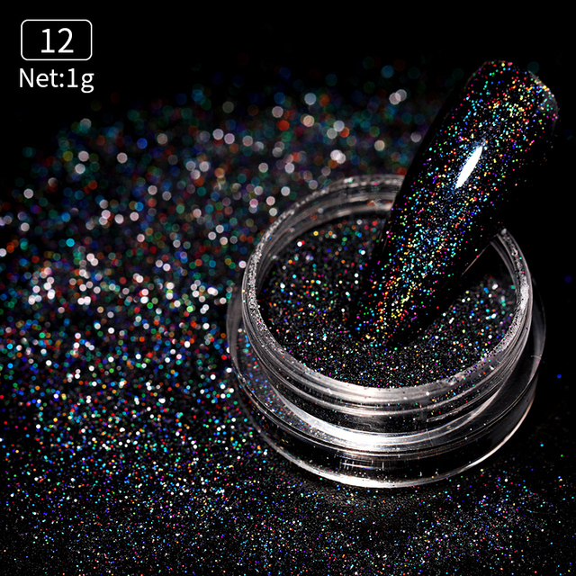 Gold Sliver Nail Reflective Crystals Powder Rainbow Glitter Shiny Pigment Iridescent Glass Micro Drill Nails Art Decoration