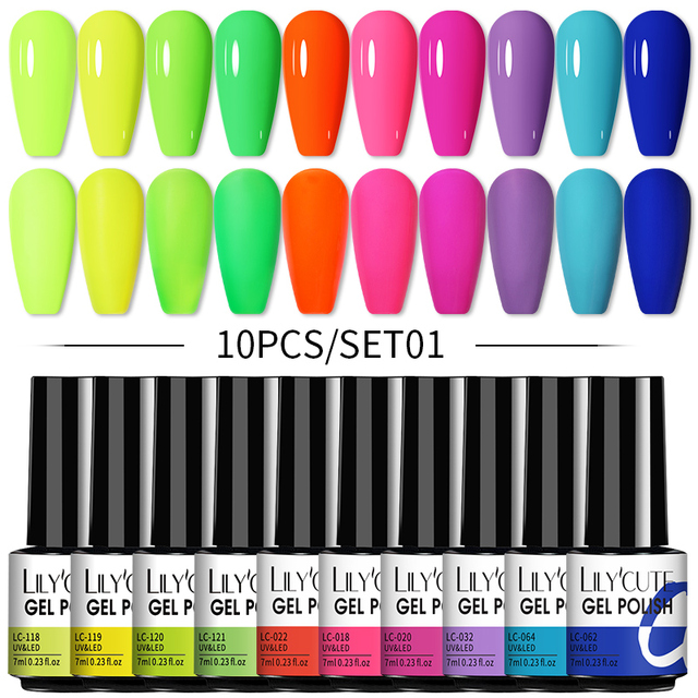 LILYCUTE 20/10/8pcs Set UV Gel Nail Polish Set 7ml Multicolor Semi-Permanent Long Lasting Led Gel Varnish Soak Off Nail Gel