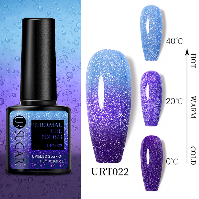 UR Sugar Glitter Thermal Gel Nail Polish Reflective Purple Blue Nail Gel Semi Permanent Varnish Soak Off UV Gel All For Manicure