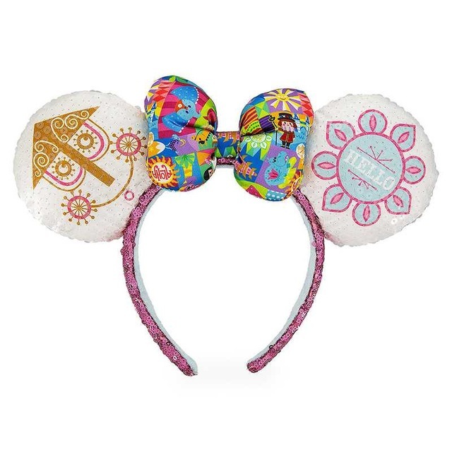 New Disney Mickey Mouse Ears Headband Space Lunar Mountain New Year Minnie Bow Pink Sequins Cartoon Anime Headdress Headband Gif