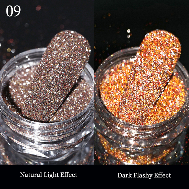 Gold Sliver Nail Reflective Crystals Powder Rainbow Glitter Shiny Pigment Iridescent Glass Micro Drill Nails Art Decoration