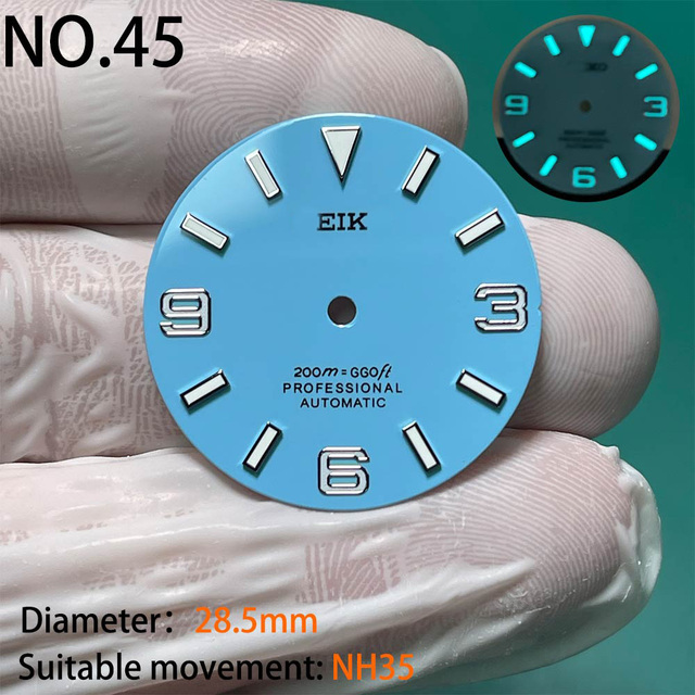 Nh35 watch double dial new C3 luminous modified craft watch skx007 SKX006 small millimeter 28.5mm abalone nh35 universal