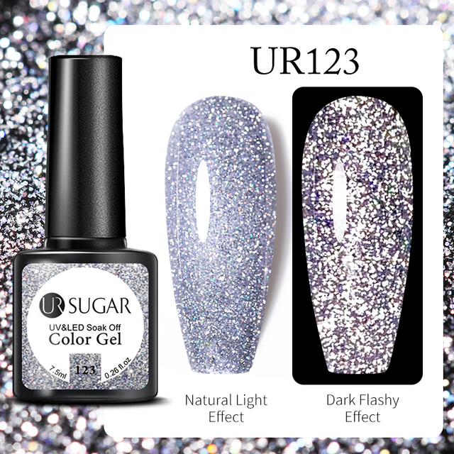 UR SUGAR 7.5ml Purple Series Gel Nail Polish Reflective Laser Gel Glitter Semi Permanent Lamp Varnish Soak Off Nail Art Design