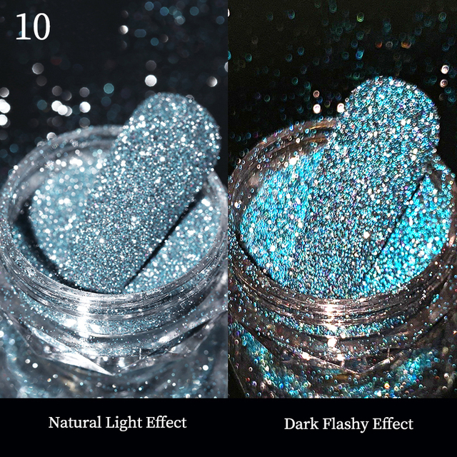 Gold Sliver Nail Reflective Crystals Powder Rainbow Glitter Shiny Pigment Iridescent Glass Micro Drill Nails Art Decoration