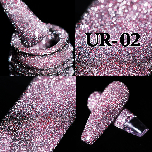 ur sugar 7.5ml neon yellow reflective glitter gel nail polish shine twilight nail gel nail art varnish semi permanent varnish